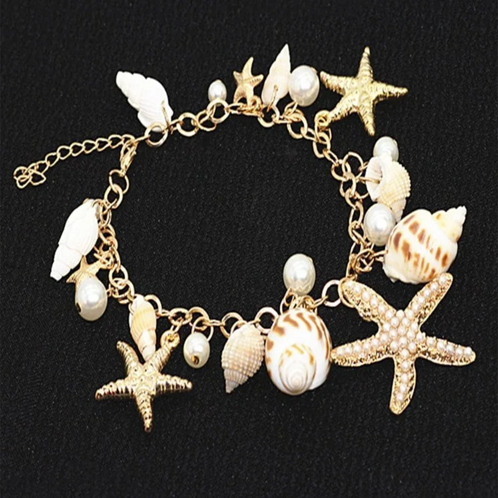 Multicolor Casual Women's Starfish & Shell Decor Bracelet